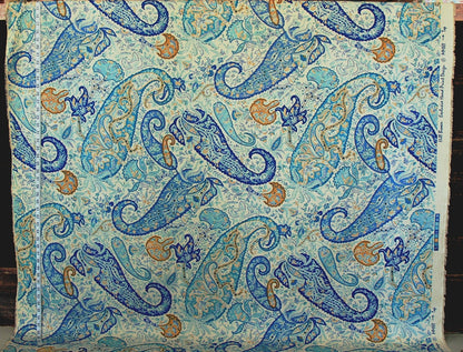 Clarence House Fabric turquoise blue Provence paisley Chutney