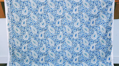Delft blue paisley floral fabric