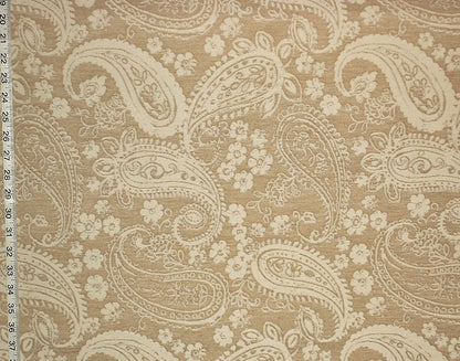 Tan Paisley Floral Upholstery Fabric