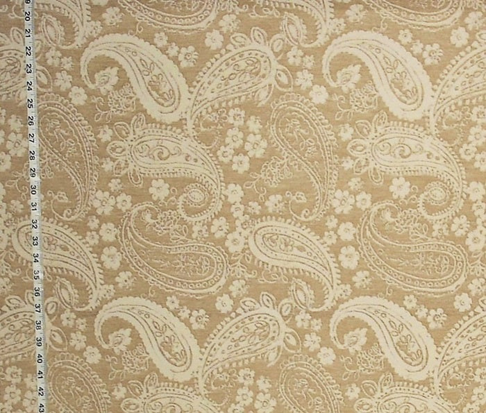 Tan Paisley Floral Upholstery Fabric