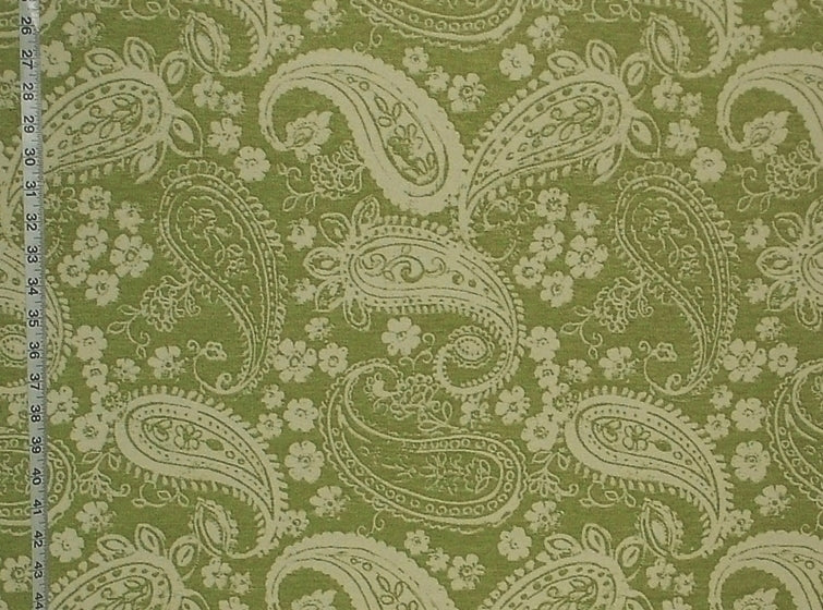 Paisley Fabric Yellow Green Floral Upholstery