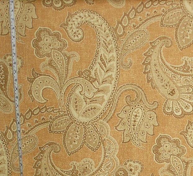 Orange Paisley Fabric Mid-Century Upholstery