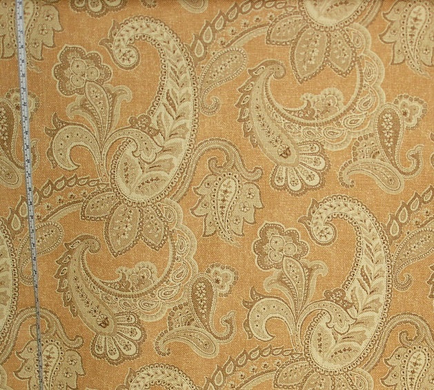 Orange Paisley Fabric Mid-Century Upholstery