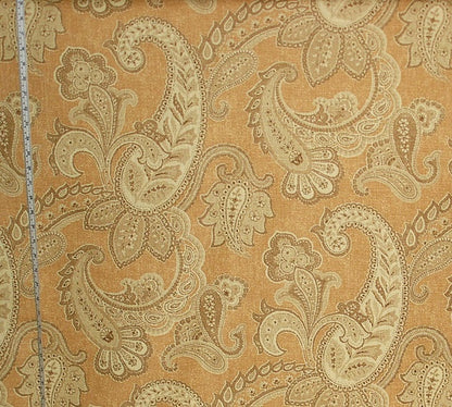 Orange Paisley Fabric Mid-Century Upholstery