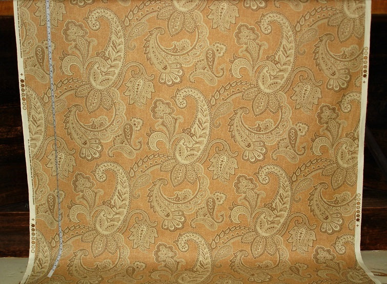 Orange Paisley Fabric Mid-Century Upholstery