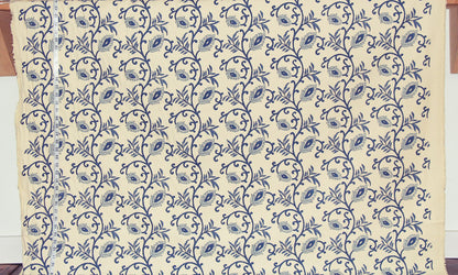 Blue Indienne Fabric Paisley Vine Handprint