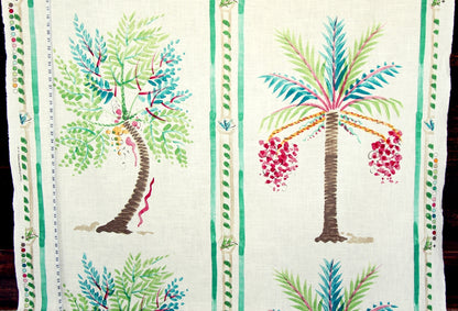Palm Tree Fabric - Tropical Watercolor Whimsical Linen