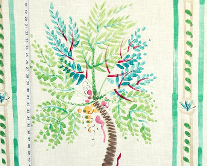 Palm Tree Fabric - Tropical Watercolor Whimsical Linen