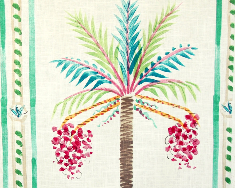 Palm Tree Fabric - Tropical Watercolor Whimsical Linen