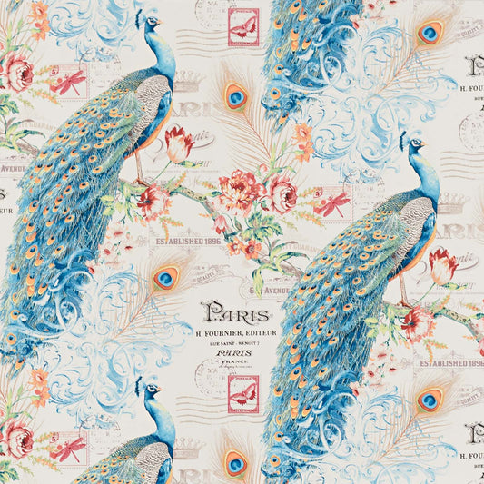 Peacock Paris French letter butterfly stamp Wallpaper