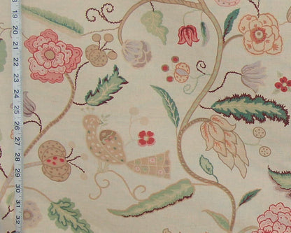 Greeff Apsley Vine fabric peacock colonial 1yd, 30"