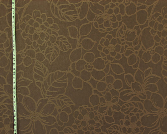 Brown woven floral fabric retro modern Clarence House Patraia