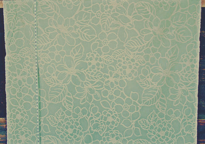 Aqua blue woven floral fabric Clarence House Patraia