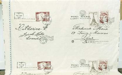 Paris letter pillow top fabric French Eiffel Tower stamps