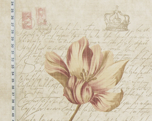 Tulip document script pillow top fabric stamps
