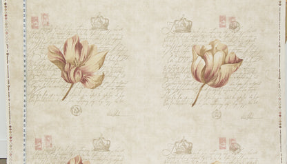 Tulip document script pillow top fabric stamps
