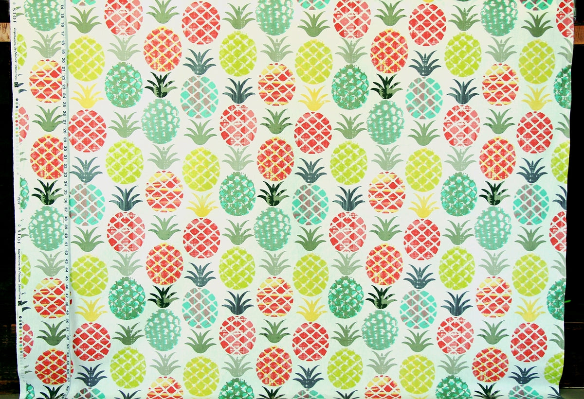 Tropical pineapple fabric fiesta colors watercolor