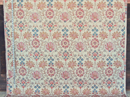 Coral Pink Arts and Crafts rug fabric purple blue gold watercolor
