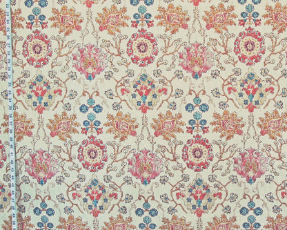 Coral Pink Arts and Crafts rug fabric purple blue gold watercolor