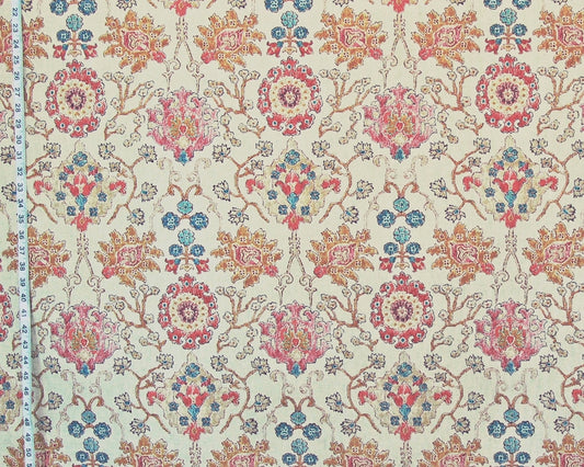 Coral Pink Arts and Crafts rug fabric purple blue gold watercolor