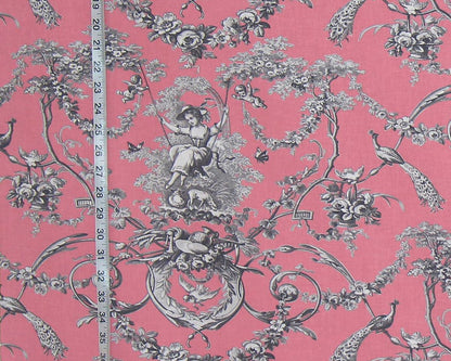 Pink toile fabric French country de Jouy