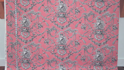 Pink toile fabric French country de Jouy