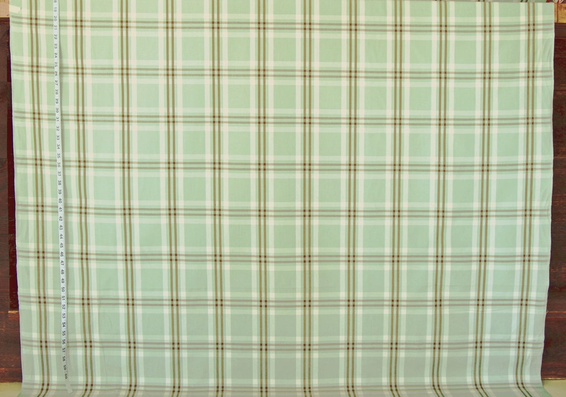 Green Plaid Fabric - Seaglass Sage
