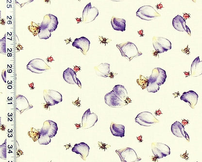 Purple rose petal fabric butterflies ladybugs