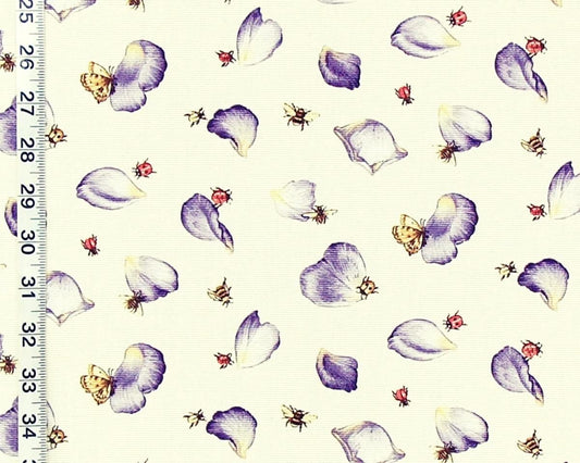 Purple rose petal fabric butterflies ladybugs