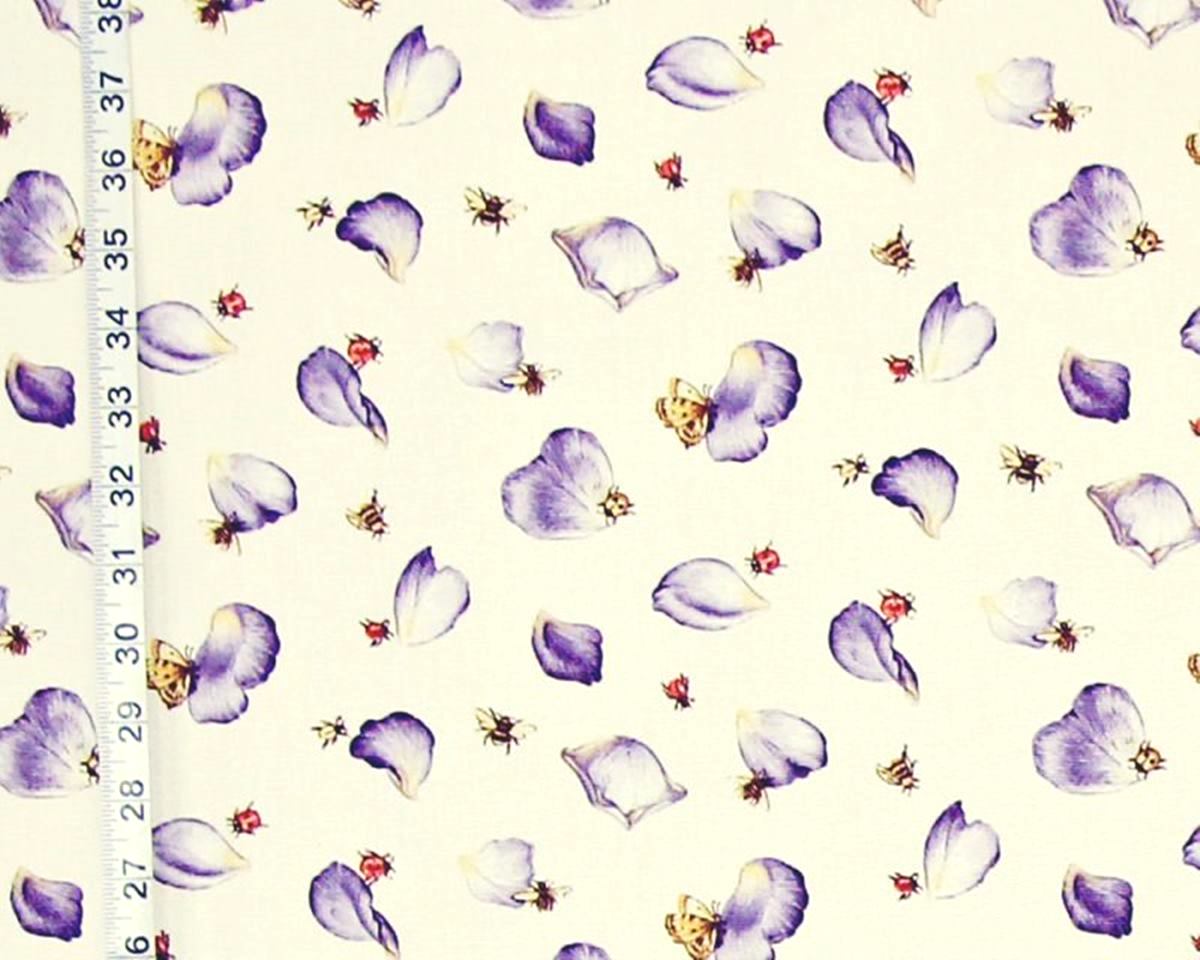 Purple rose petal fabric butterflies ladybugs