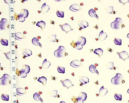 Purple rose petal fabric butterflies ladybugs