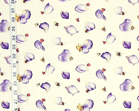 Purple rose petal fabric butterflies ladybugs