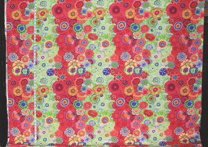Boho floral stripe fabric red pink purple