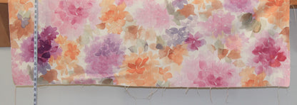 Watercolor fabric floral purple orange Remnant- 25"