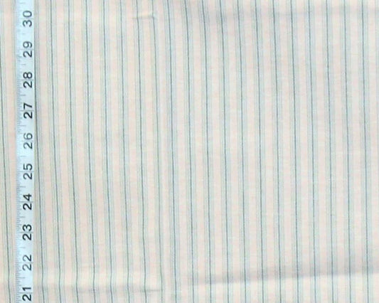 Seaglass blue ticking stripe fabric Remnant - 38"
