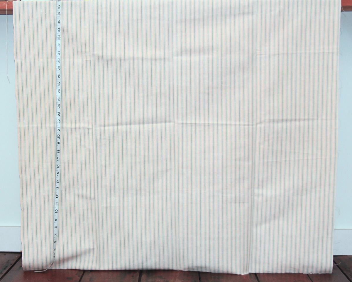 Seaglass blue ticking stripe fabric Remnant - 38"