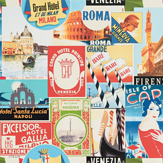 Retro Italian poster Venice Italy Milan Capri Wallpaper