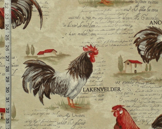Rooster Fabric Retro European Country Chickens