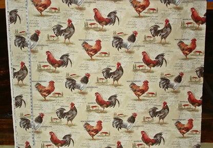 Rooster Fabric Retro European Country Chickens