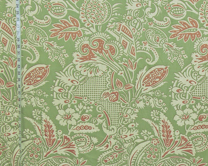 Clarence House fabric mid-century Asian garden green rose linen Rosina