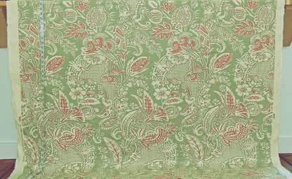 Clarence House fabric mid-century Asian garden green rose linen Rosina