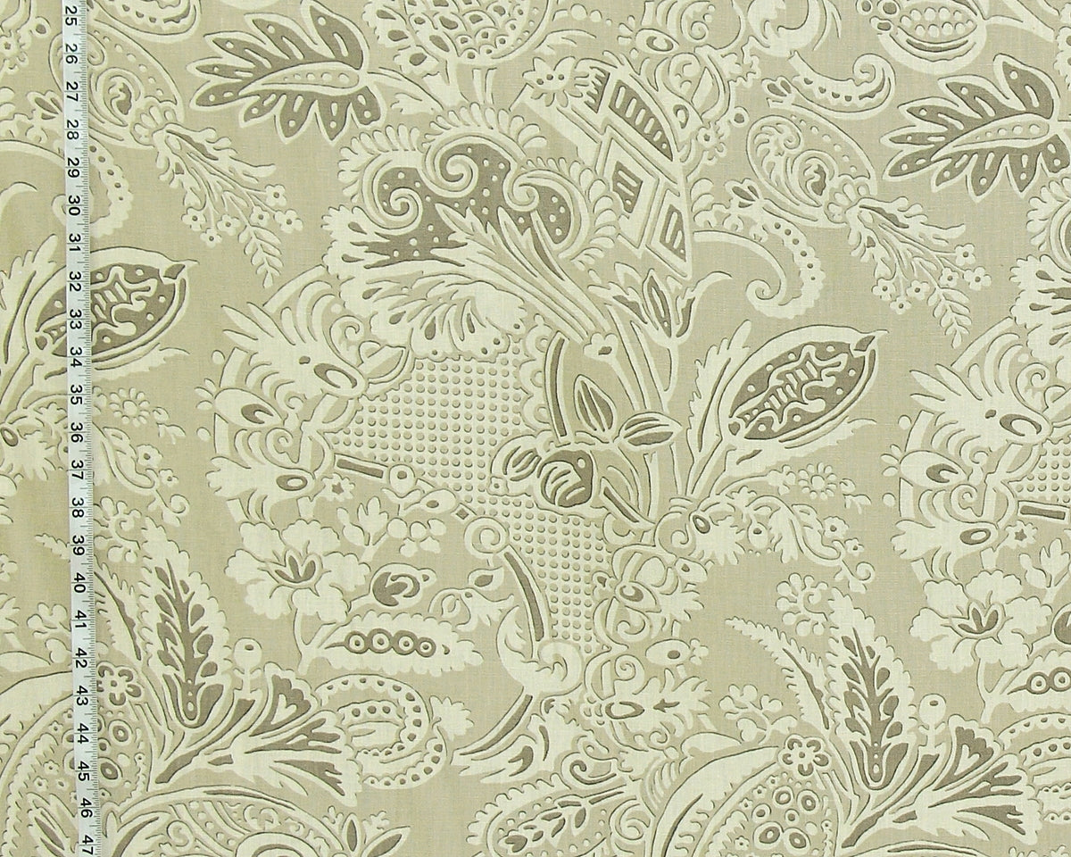 Clarence House fabric mid-century Asian garden tan linen Rosina