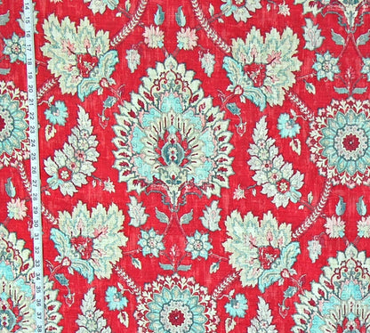 Red Vintage Persian Rug Fabric Linen