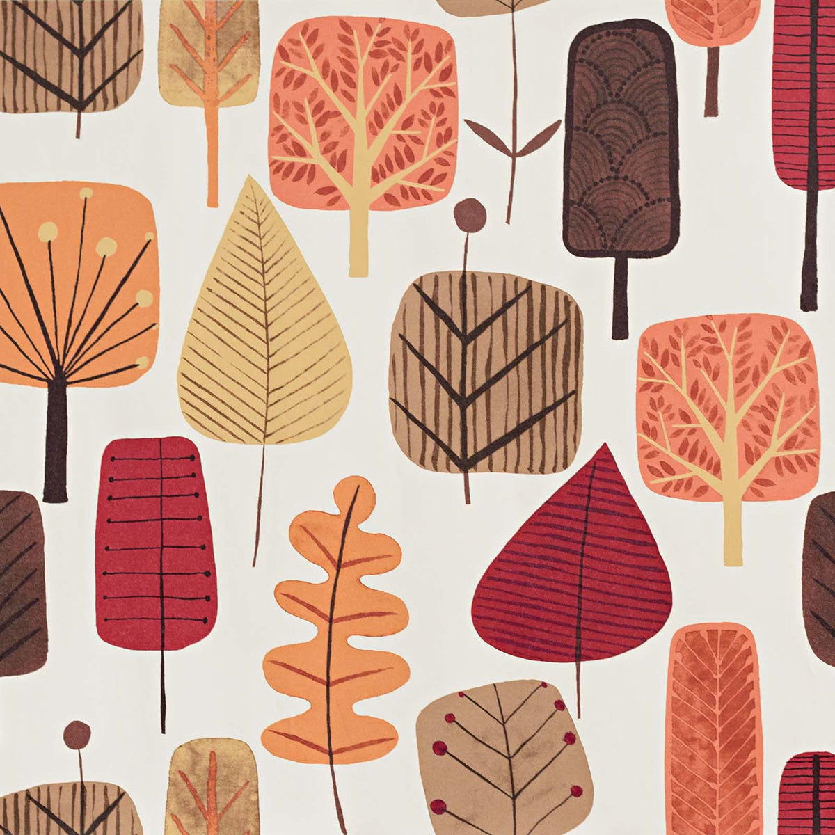 Retro Scandinavian wood tree leaf fall orange Wallpaper