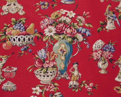 Red Staffordshire Figurine Fabric Schumacher Greeff - 11 yd Remnant