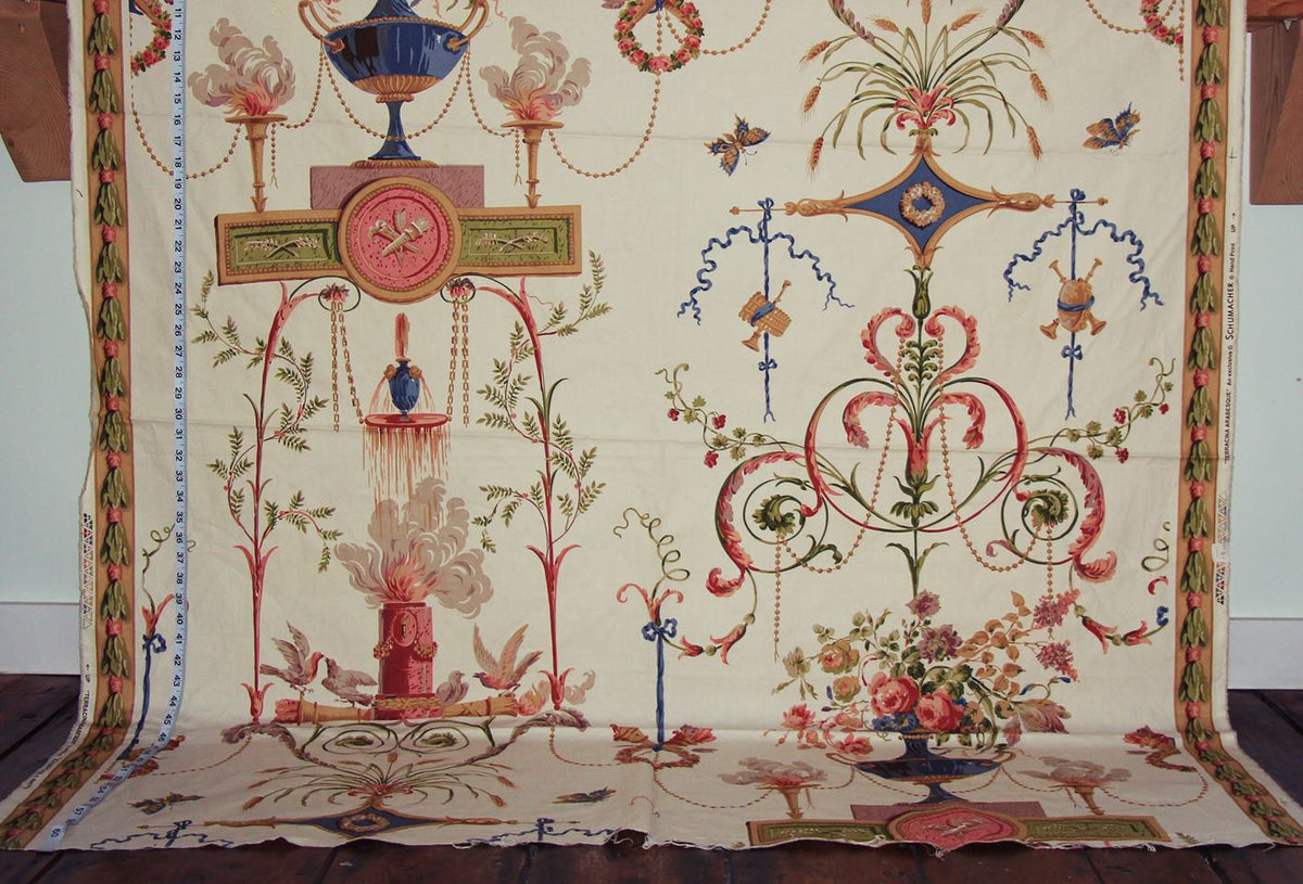 Schumacher fabric neoclassic Terracina Arabesque : 1-1/2 Yard Remnant