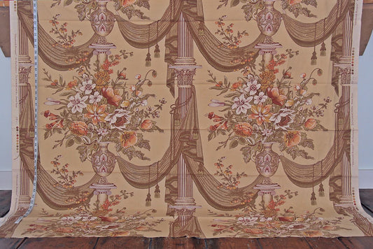 Schumacher floral fabric Ellsworth Bouquet gold 50"