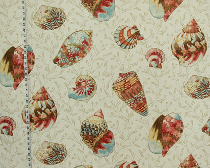 Seashell Fabric Coral Watercolor - Orange, Red, Brown