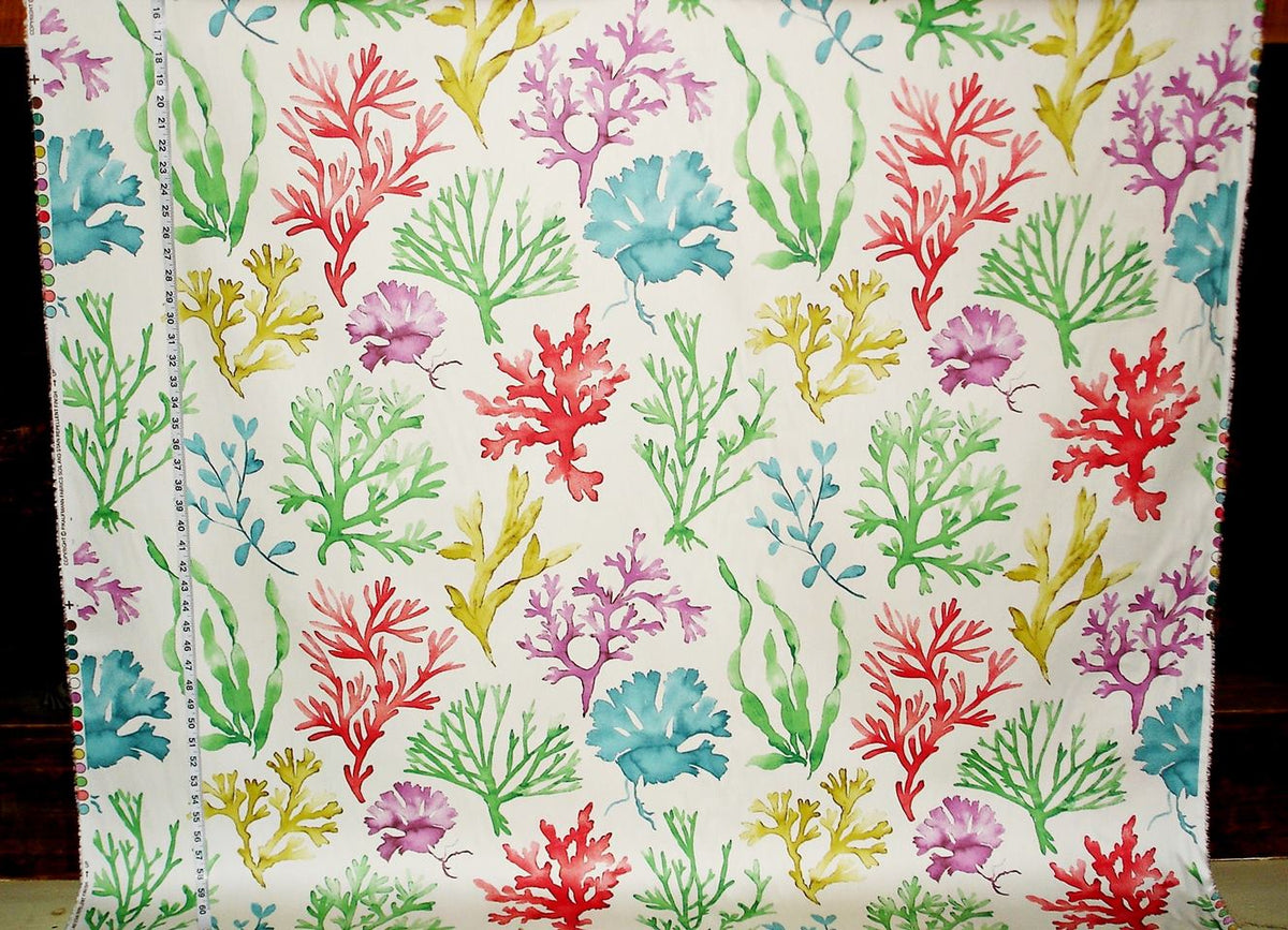 Coral Fabric Red Purple Yellow Watercolor Ocean
