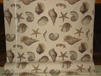 Seashell Seahorse Fabric Brown Nautilus Starfish